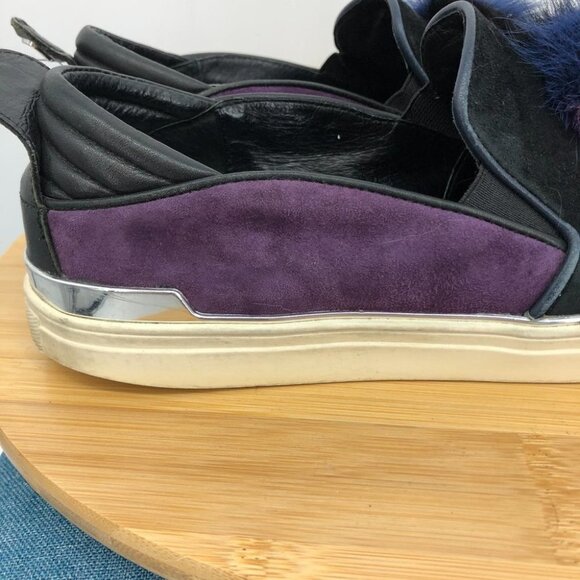 The Wishbone Collection Black and purple suede Pom Pom slip  on sneakers size 9 - Picture 10 of 16